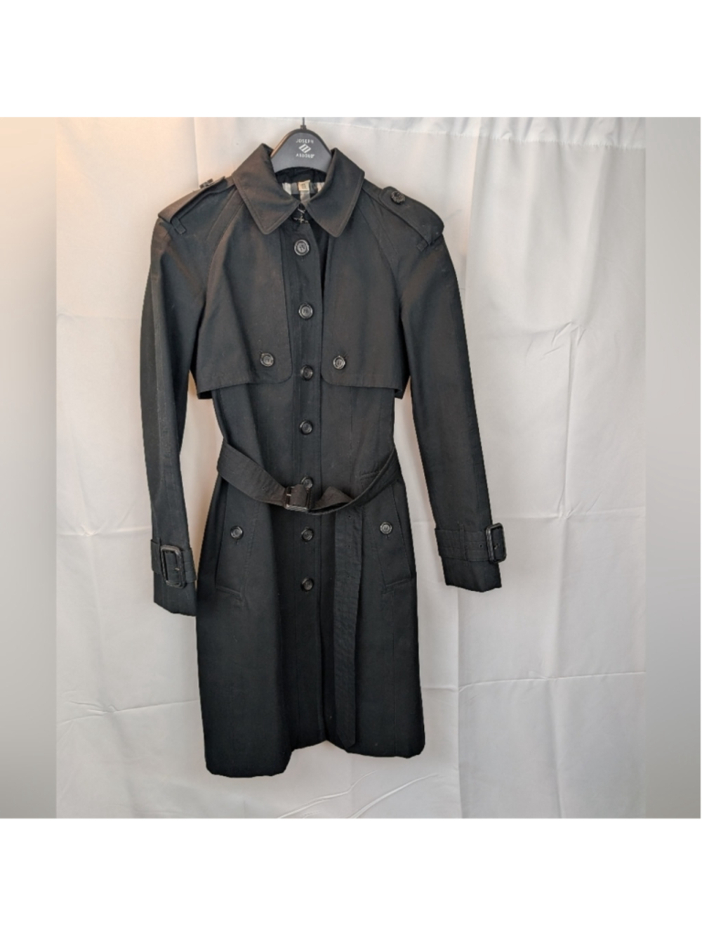Burberry Classic Black Trench Coat Size 6 In VGUC